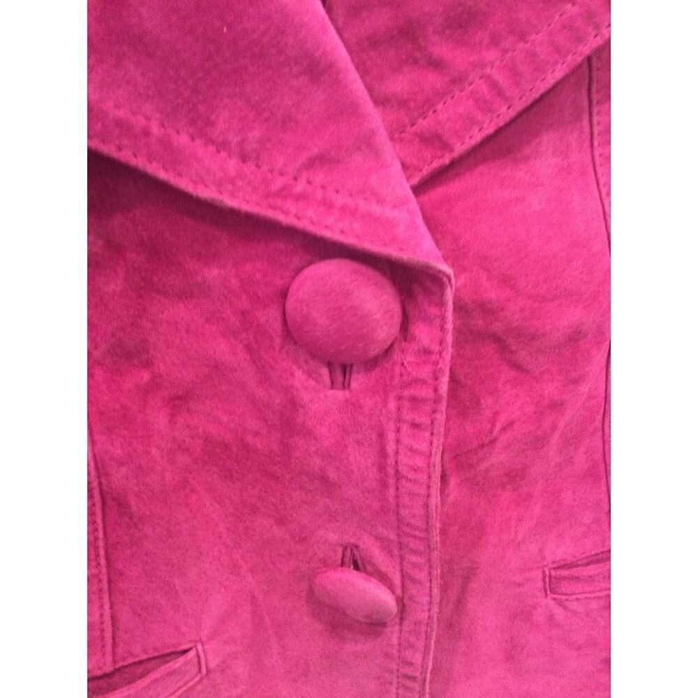 Chico’s Womens Leather Jacket Size 1 Medium Fuchsia Purple Whimsigoth Fairy Y2K - Picture 7 of 11